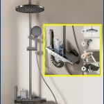 Système de douche à sortie d&rsquo;eau à quatre voies, ensemble de robinets de douche de salle de bains numérique intelligents, affichage de la température, ensemble de douche à pluie et tournesol