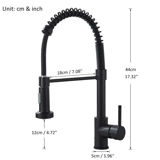 Robinet de cuisine extractible noir mat – vue 4