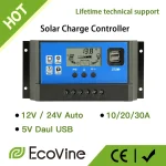 Contrôleur de charge de panneau solaire, chargeur de batterie automobile, sortie USB Sochi, PWM, MPPT, 10A, 20A, 30A, 5V Max Long, 50V DC, 12V, 24V