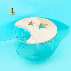 Baignoire transparente en forme d&rsquo;étoile et de lune pour Hamster, Anti-fuite, ours doré, toilettes avec couvercle, bassin de sable, nettoyage des animaux de compagnie