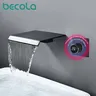 Robinet cascade mural noir mat bec plat acier inoxydable… – vue 2