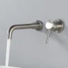 Robinet mural en acier inoxydable 304, nickel brossé, robinet de lavabo de salle de bains, mitigeur chaud et froid à poignée unique, robinet de baignoire