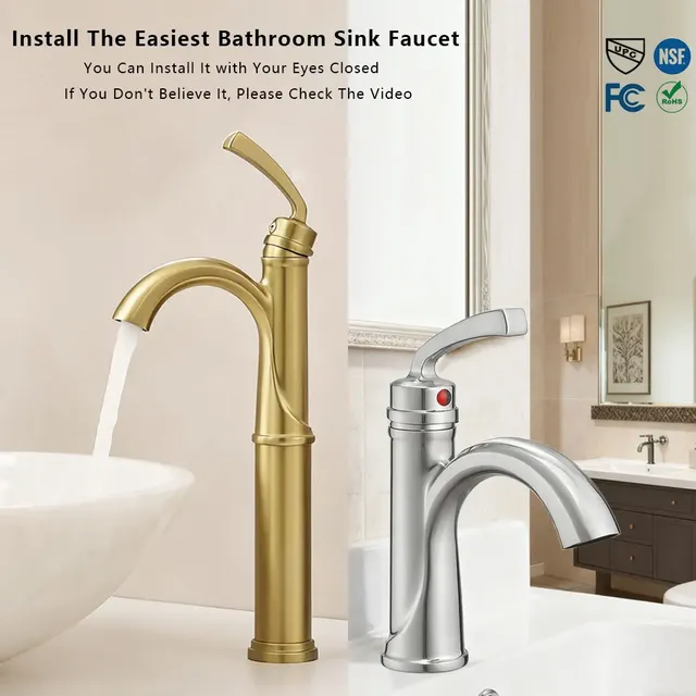 Robinets de lavabo en or brossé – vue 3