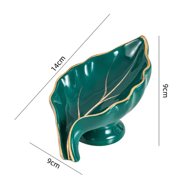 Porte savon céramique feuille émaillée vert émeraude… – vue 6