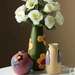 Vase à fleurs en céramique, conteneur d&rsquo;arrangement de fleurs, panier de fleurs, ornements de décoration, Vases de bureau, bouteille de fleurs, Vase hydroponique