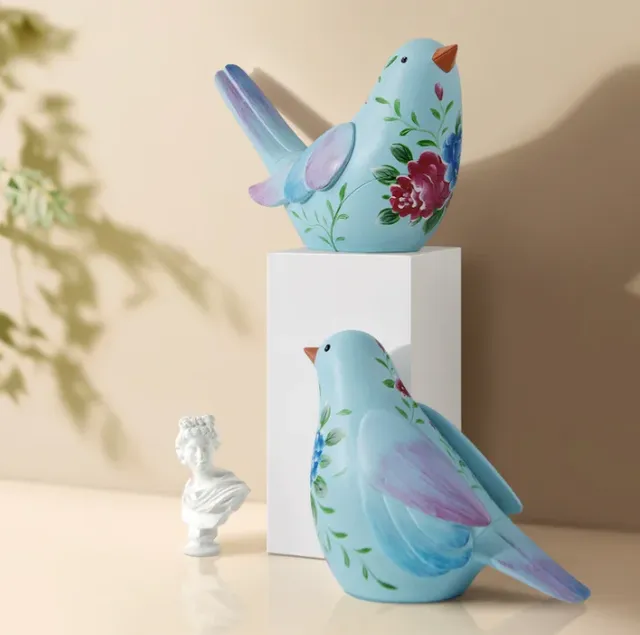Figurines oiseaux céramique blanche brillante design… – vue 3
