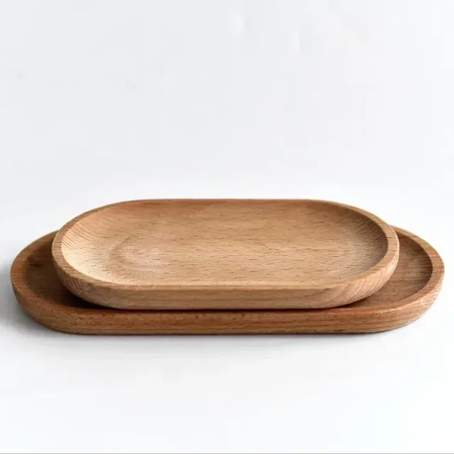 Bois hêtre naturel ovale assiette solide décorative… – vue 6