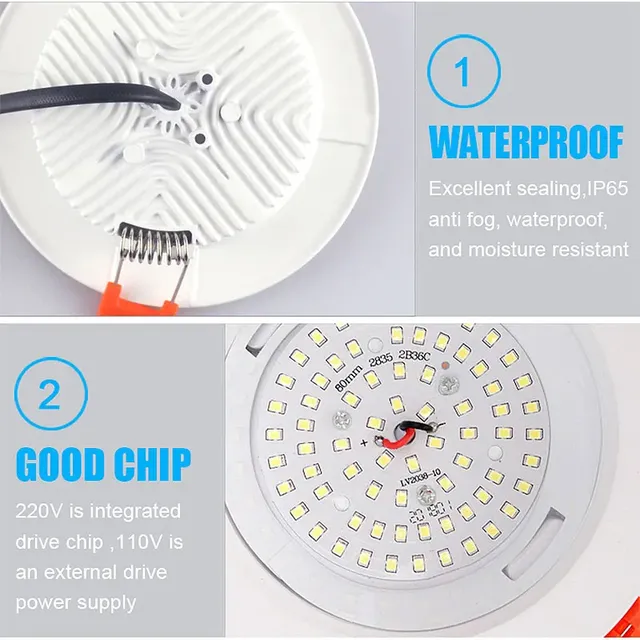 LED Downlight IP65 étanche 9W 12W 15W 7W pour salle de… – vue 5