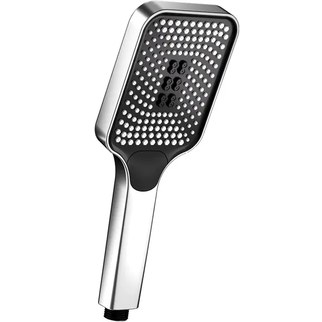 Pommeau douche main carré 10cm chrome noir silicone… – vue 5
