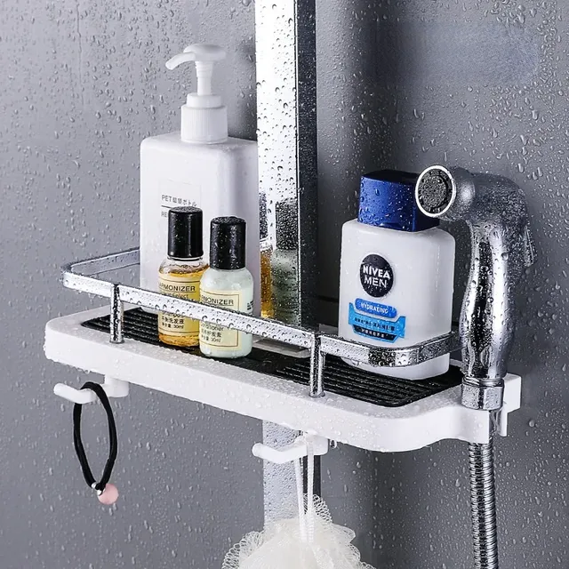 Étagère douche noire monocouche rangement shampooing gel… – vue 3
