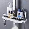 Étagère douche noire monocouche rangement shampooing gel… – vue 3