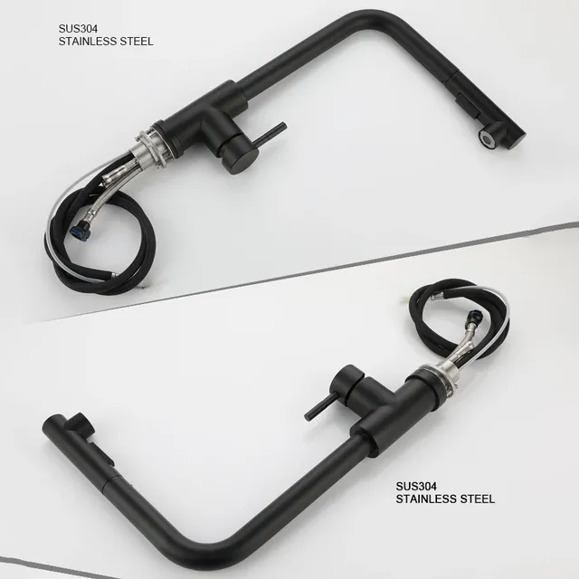 Robinet d'évier de cuisine tactile noir mat – vue 3
