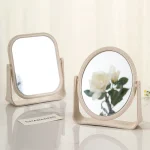 Miroir en plastique de bureau rond personnalisé, classique, Double face, rotatif à 360 degrés, grossissant coloré, maquillage