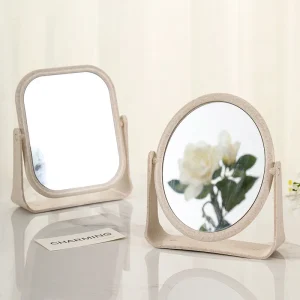 Miroir en plastique de bureau rond personnalisé, classique, Double face, rotatif à 360 degrés, grossissant coloré, maquillage