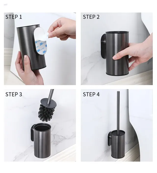 Brosse de toilette en acier inoxydable avec support – vue 2