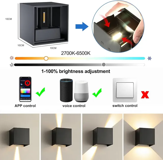 Lampe murale LED intelligente WIFI APP Alexa Google… – vue 4