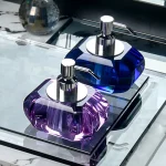 Bouteille de Lotion à pression en verre de cristal, distributeur de savon, désinfectant pour les mains, bouteille de distribution de luxe, bouteille de Lotion en verre de cristal pour salle de bains