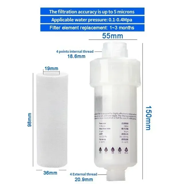 Cartouche filtre eau cinq pouces préfiltre adaptateur… – vue 5