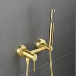 Robinet de douche de salle de bains en or Rose, robinet de douche de bain en laiton brossé chaud et froid, ensemble de robinets de bidet noirs muraux