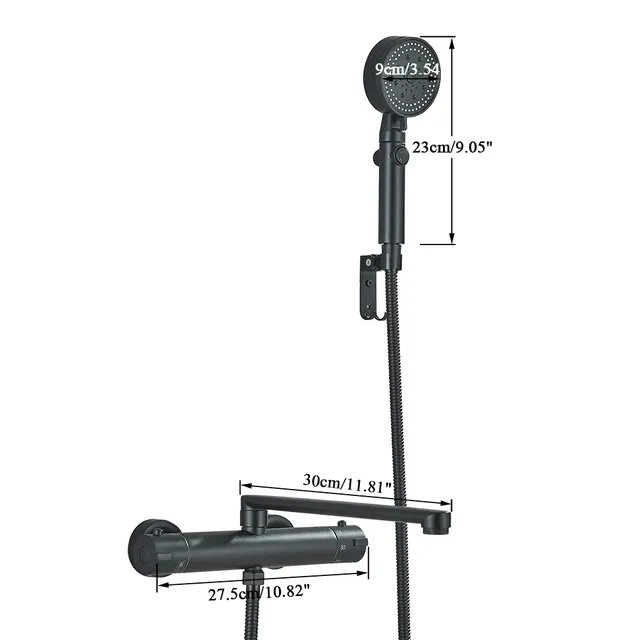Robinet douche thermostatique mural noir mat inoxydable… – vue 7