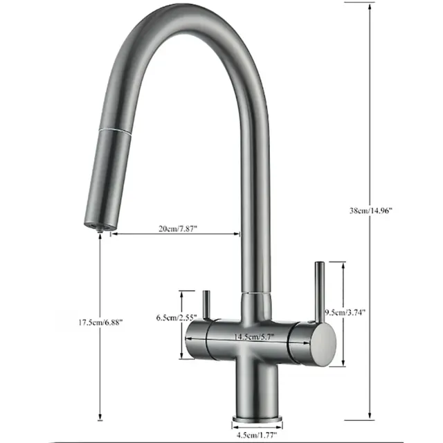 Robinet de cuisine filtré pistolet gris extractible… – vue 2