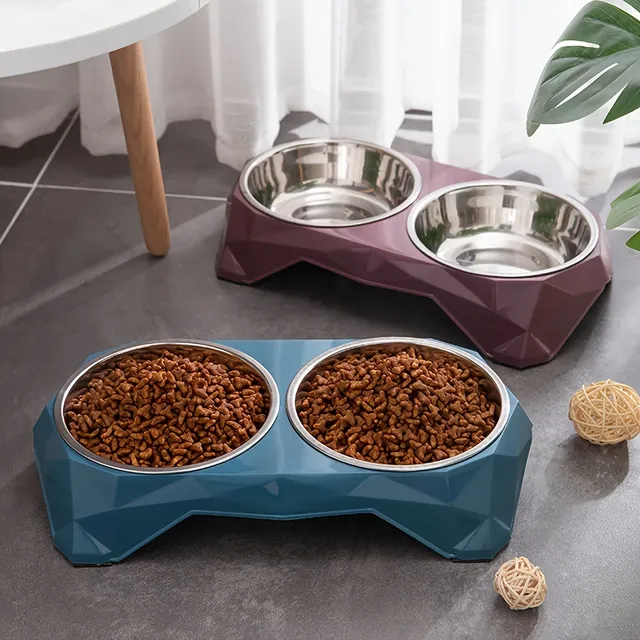 Double bol en acier inoxydable pour animaux de compagnie – vue 4