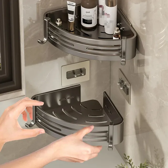 Étagère de salle de bain noire pour douche – vue 2