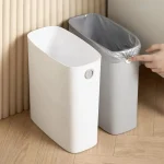 Poubelle rectangulaire pour espaces de salle de bain, adaptée à un usage domestique dans les chambres, les salons et les cuisines, avec un design sans couvercle, T