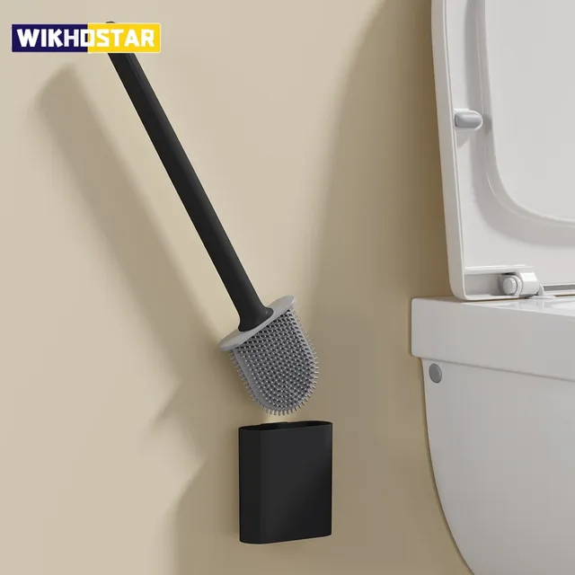 Brosse WC murale silicone tête plate brins souples…