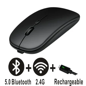 Souris Bluetooth Rechargeable sans fil double Mode 5.2 souris ergonomique de jeu d’ordinateur silencieuse 2.4 USB pour ordinateurs portables PC Souris Bluetooth Rechargeable sans fil double Mode 5.2 souris ergonomique de jeu d’ordinateur silencieuse 2.4 USB pour ordinateurs portables PC