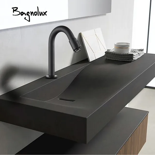 Bagnolux robinet vasque noir mat laiton massif col cygne… – vue 2