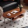 Table basse ovale noyer brun chaud plateau arrondi… – vue 6