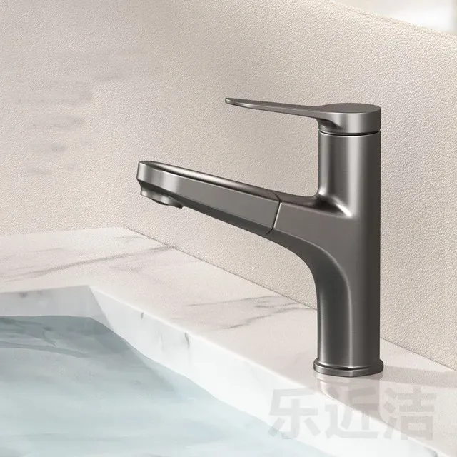 Robinet de lavabo de salle de bains noir – vue 3