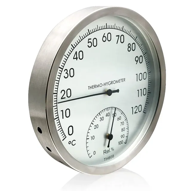 Thermomètre hygromètre analogique mural inoxydable 127mm… – vue 3