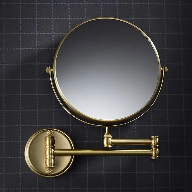 Miroir de salle de bain rond en or brossé – vue 5
