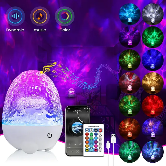 Veilleuse RGB à ondulation d'eau avec télécommande
