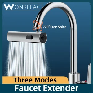 Pulvérisateur de robinet en laiton 720 °   Extension de robinet cascade de salle de bains, Rotation à 3 modes, adaptateur universel contre les éclaboussures d&rsquo;évier, économie d&rsquo;eau de cuisine