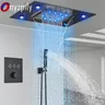 Douches de plafond modernes thermostatiques à LED noires – vue 1
