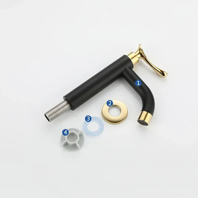 Robinet d'évier de lavabo noir et or – vue 6