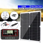 Ensemble de panneaux solaires 100W, Kit de contrôleur, système de générateur USB Portable 12V 24V, chargeur d&rsquo;énergie électrique, panneau de Camping 10/20/30A