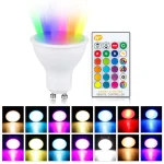 Ampoule LED GU10 RGBW RGBWW 10W RGB, projecteur GU10 à intensité variable, 16 couleurs avec télécommande IR, AC 85-265V, décoration de la maison