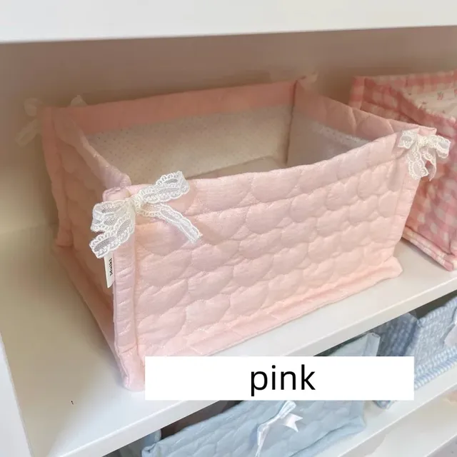 Panier rangement rectangulaire tissu matelassé vichy… – vue 4
