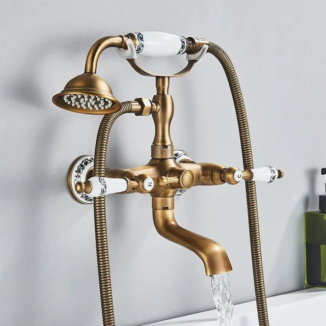 Robinet de douche en laiton antique pour baignoire – vue 3