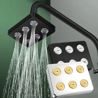 Pommeau douche carré pressurisé compact six buses jets pluie massage…