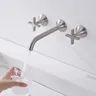 Robinet mural lavabo double poignées croisées bec… – vue 2