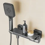 Robinet de baignoire cascade, ensemble de douche, salle de bains domestique, mitigeur mural en laiton chaud et froid, pomme de douche de bain