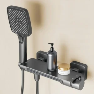 Robinet de baignoire cascade, ensemble de douche, salle de bains domestique, mitigeur mural en laiton chaud et froid, pomme de douche de bain Robinet de baignoire cascade, ensemble de douche, salle de bains domestique, mitigeur mural en laiton chaud et froid, pomme de douche de bain