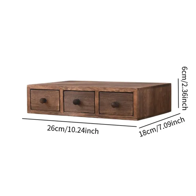 Organisateur bureau tiroir bois rustique massif compact… – vue 6
