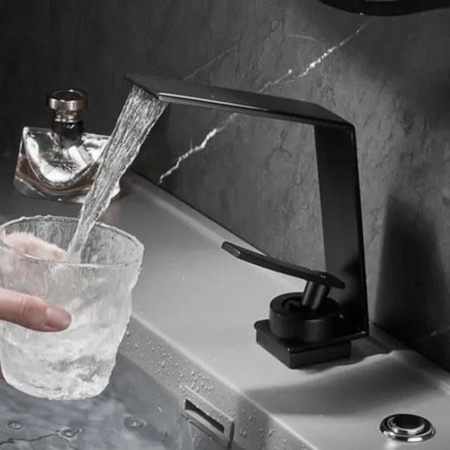 Robinet lavabo monocommande cascade noir mat acier… – vue 2