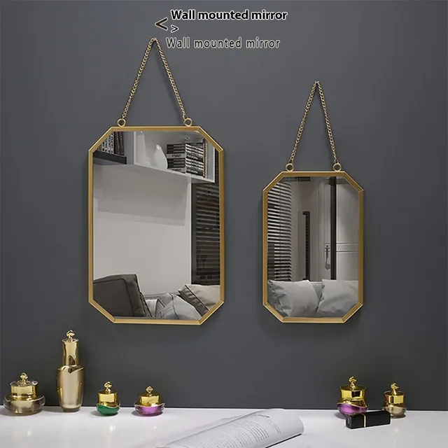 Miroir mural carré en fer suspendu – vue 3
